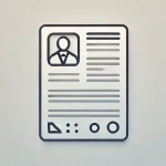 Resume icon, including a headshot and document details.