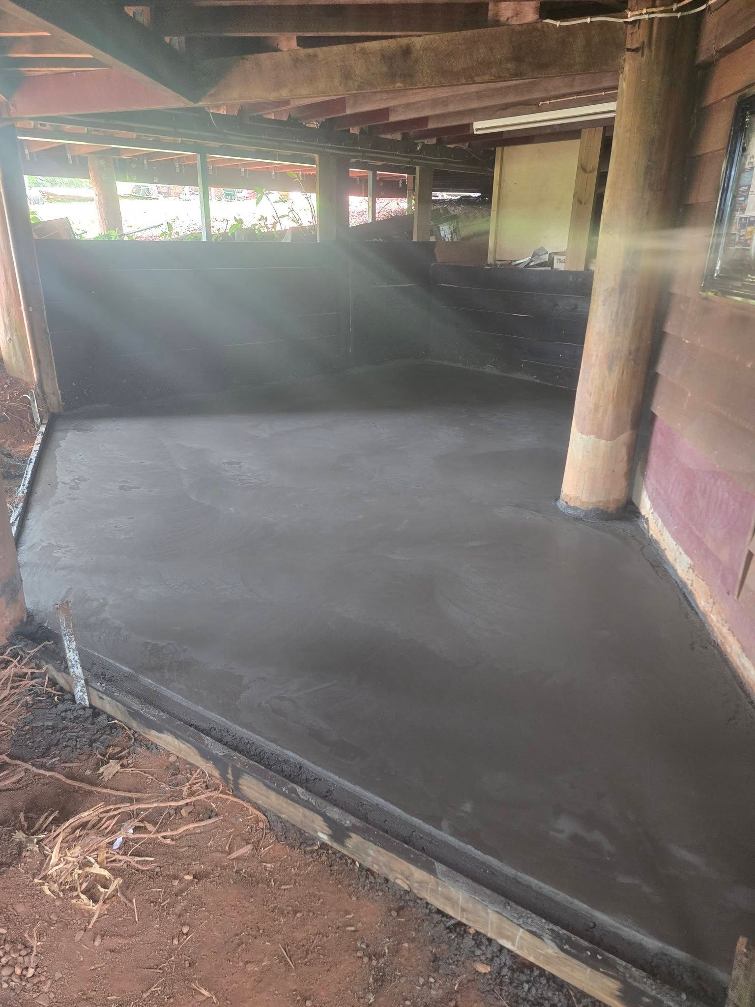 Newly Poured Concrete Floor Inside a Barn — Sun Co Concrete And Construction in Dimbulah, QLD