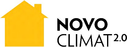 Une maison jaune avec les mots novo climat 2.0 dessus.