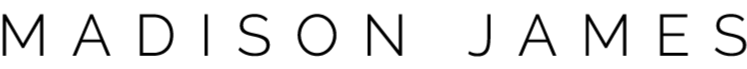 MADISON JAMES logo in black uppercase letters on a white background