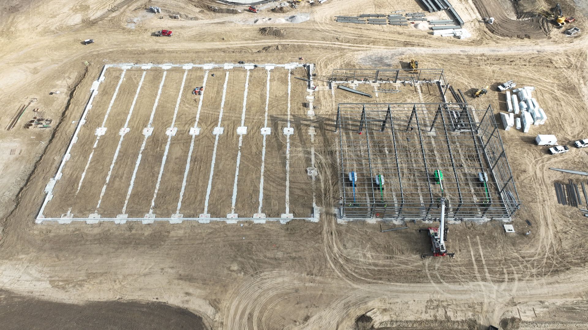 CL Construction millwright crew working on installation and structural assembly at the new Millard Activity Center construction site in Elkhorn, Nebraska, partnering with Sampson Construction to build the state-of-the-art 85,000 sq ft community facility near 204th & Q Street