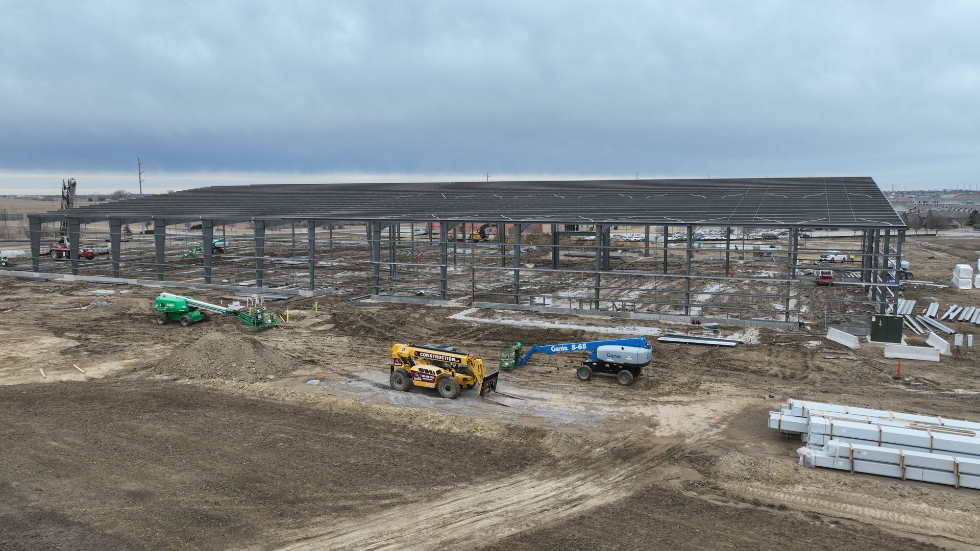 CL Construction millwright crew working on installation and structural assembly at the new Millard Activity Center construction site in Elkhorn, Nebraska, partnering with Sampson Construction to build the state-of-the-art 85,000 sq ft community facility near 204th & Q Street