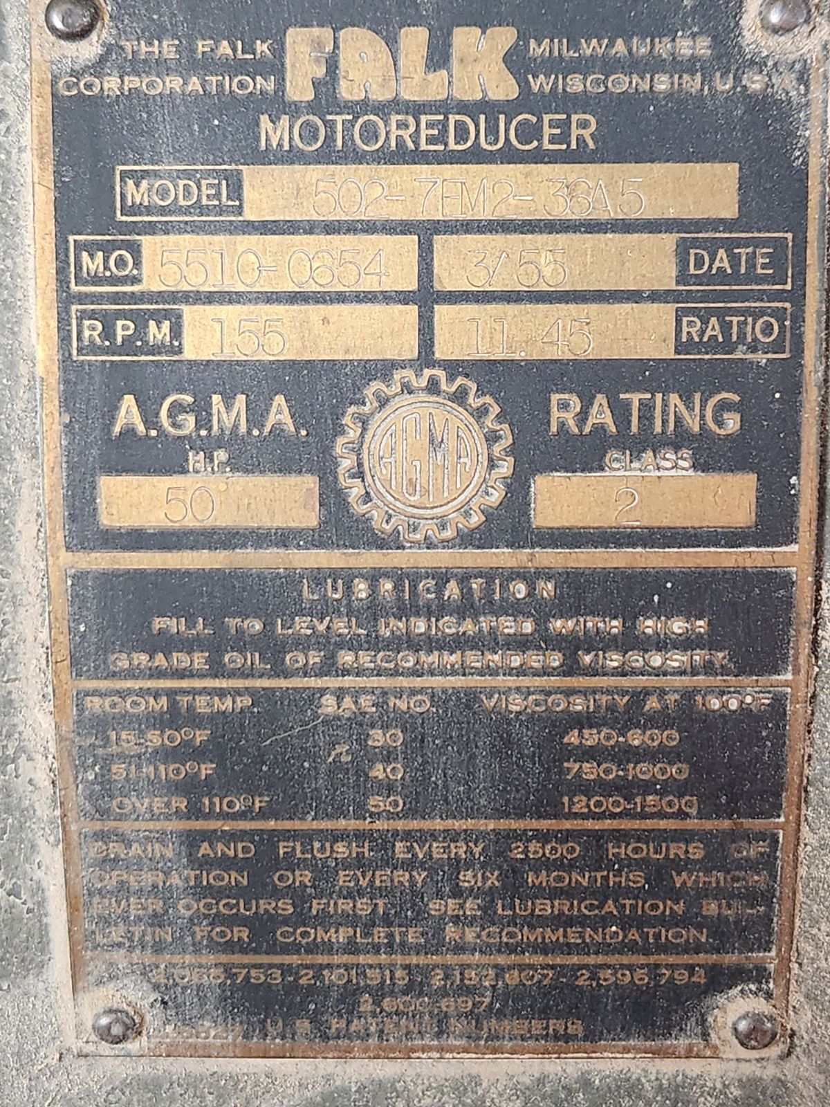 A close up of a label for a folk motor reducer