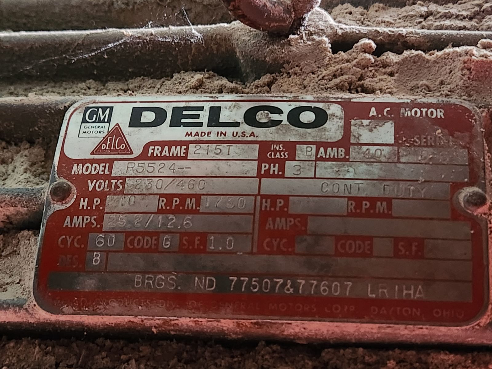 A close up of a delco a.c. motor