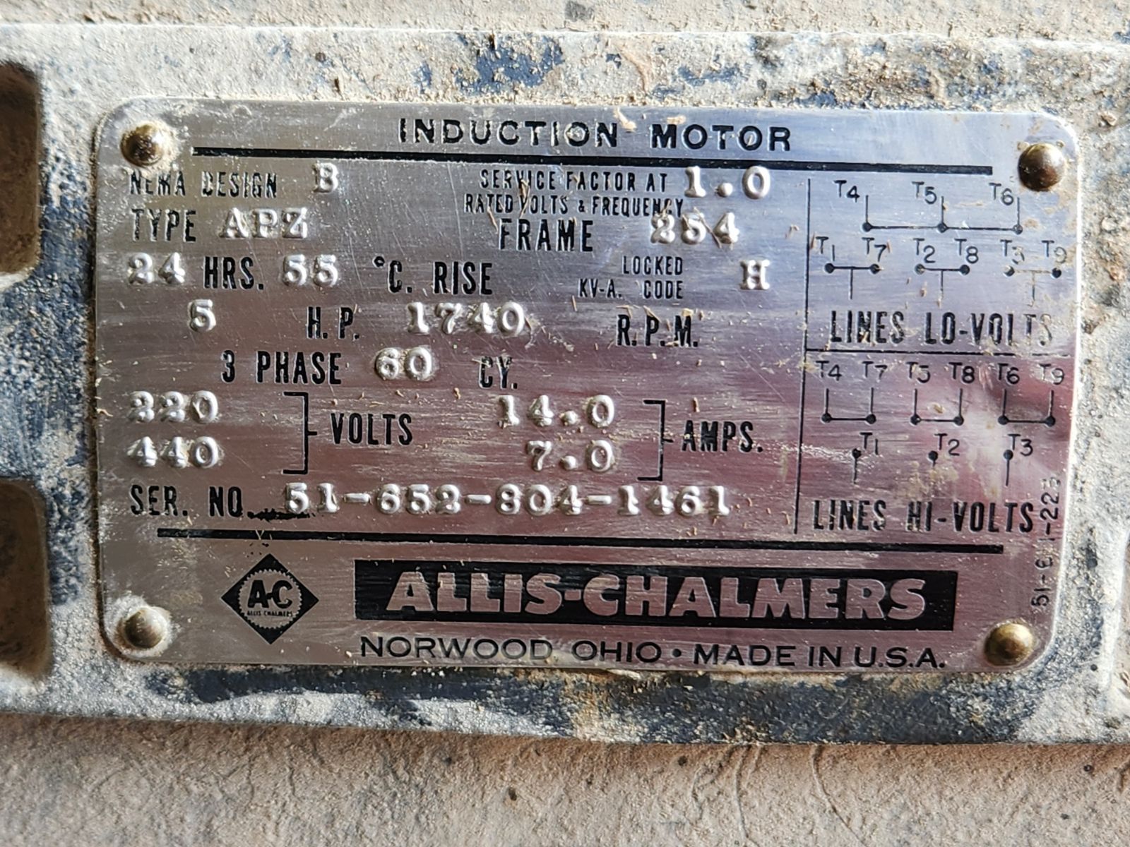 A label that says induction motor on it