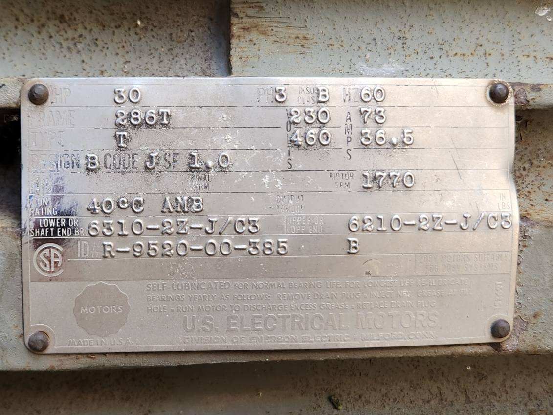 A close up of a us electrical motor label