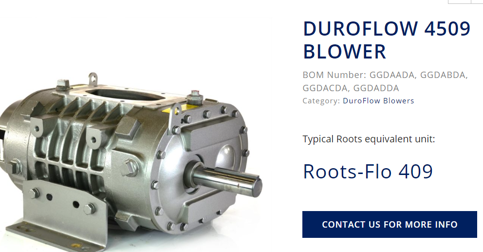 A picture of a duroflow 4509 blower on a website.
