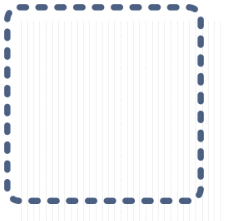 Dashed blue square with rounded corners on a white, vertically-striped background.