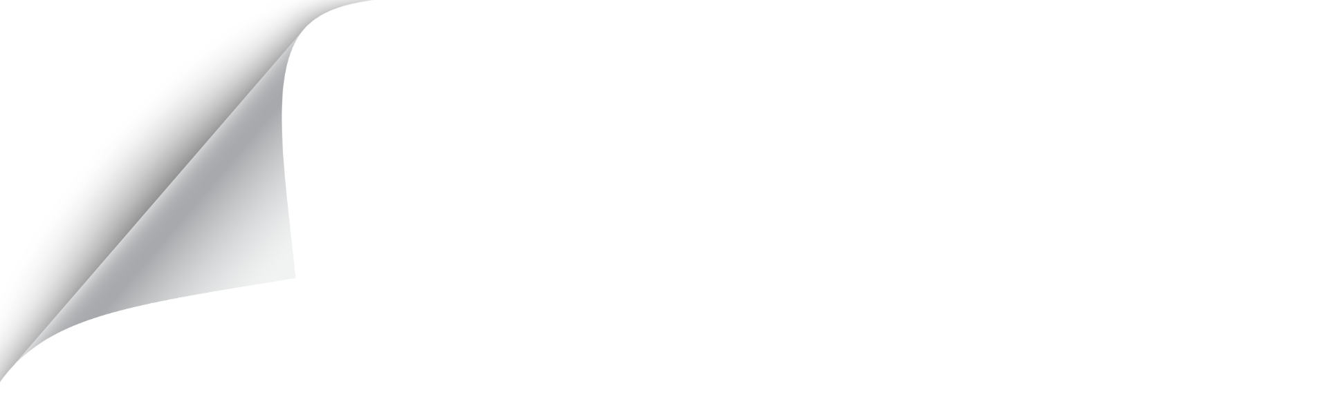 A white background with a graphic effect of the top-left corner being peeled back to reveal a grey underside.