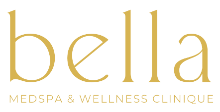 The logo for bella medspa & wellness clinique is a gold logo on a white background.