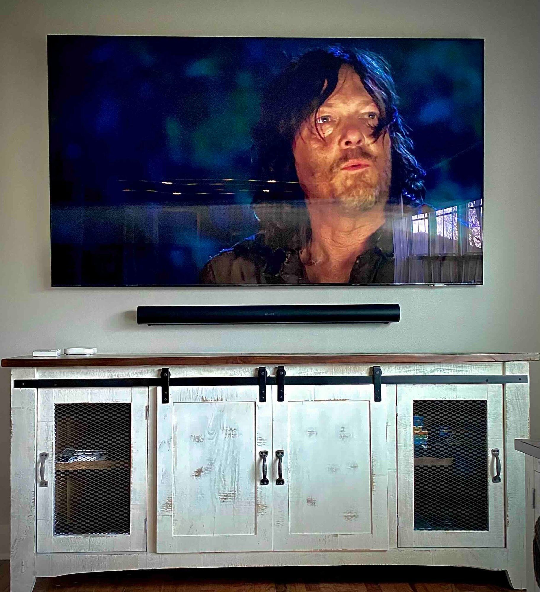 Newly installed tv with it's floating soundbar