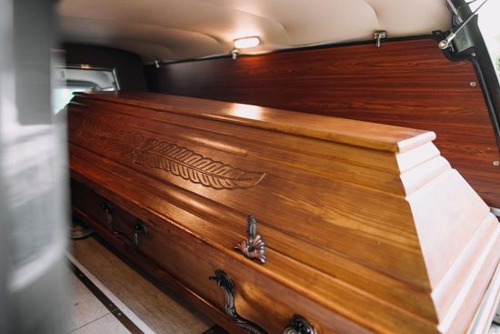 inlaid wooden coffin