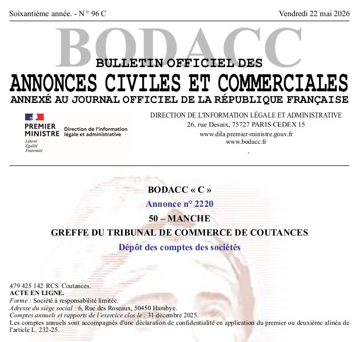 IIllustration BODACC recueillant les annonces de publication annuelle des comptes d’entreprises