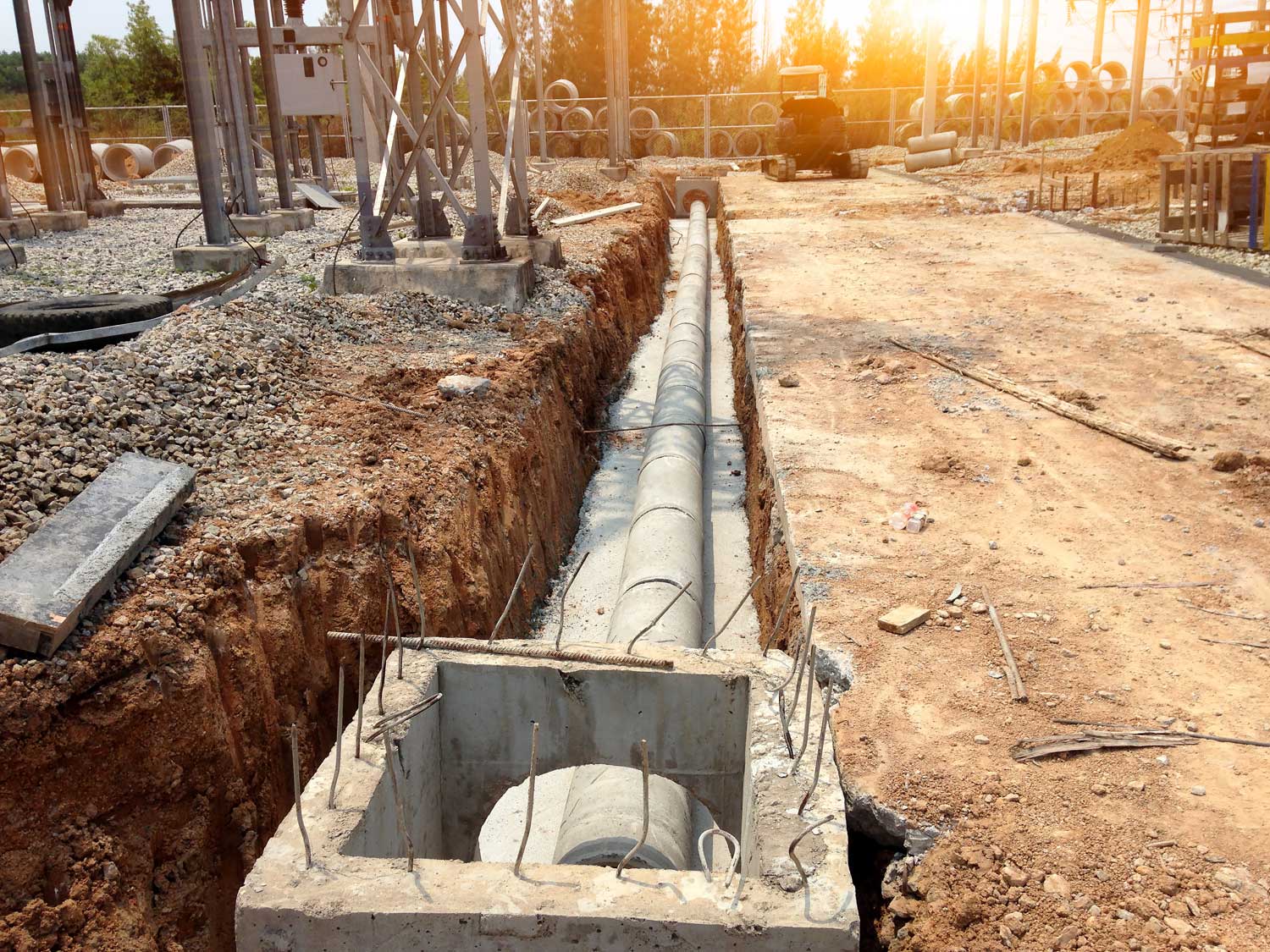 Installed concrete pipe of the large drainage system
