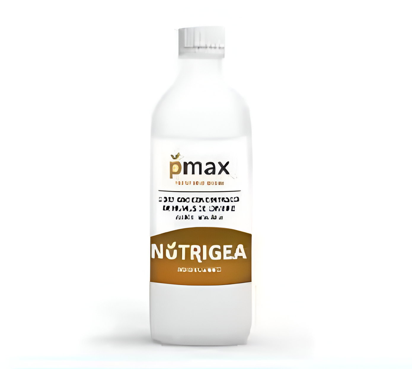 Botella de suplemento líquido Nutrigea con etiqueta blanca.