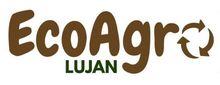 Logotipo para EcoAgro Luján, texto marrón y símbolo de reciclaje.