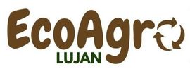 Logotipo para EcoAgro Luján, texto marrón y símbolo de reciclaje.