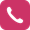 White phone handset icon on a pink square background.