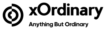 A black and white logo for xordinary anything but ordinary