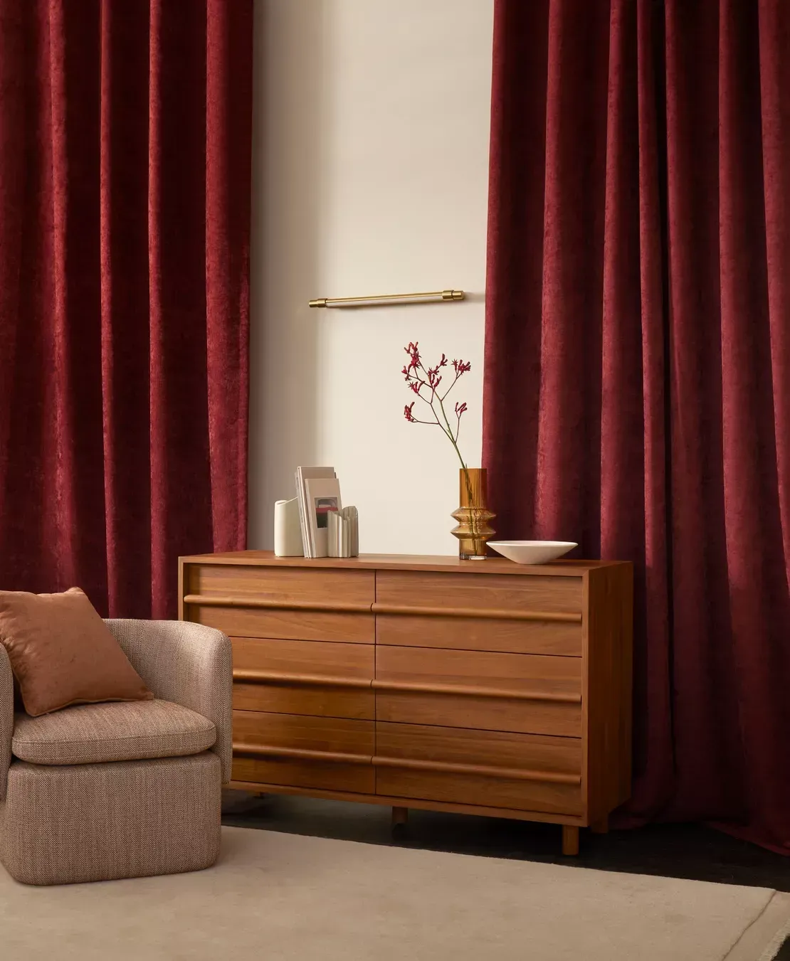 A Window With Yellow Curtains And A View Of The City — Gaeta's Upholstery Blinds & Awnings in Grafton, NSW