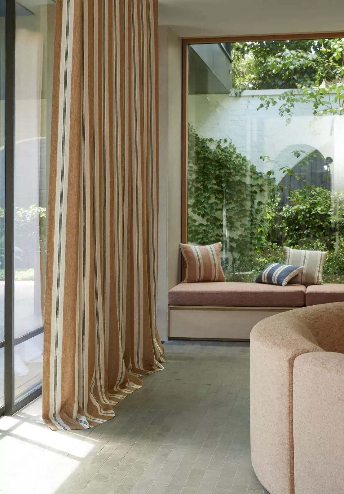 A Close Up Of A Pair Of Curtains Hanging From The Ceiling — Gaeta's Upholstery Blinds & Awnings in Grafton, NSW