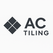 Logo for AC Tiling featuring a diamond-shaped tile design and the words "AC TILING" in dark gray.