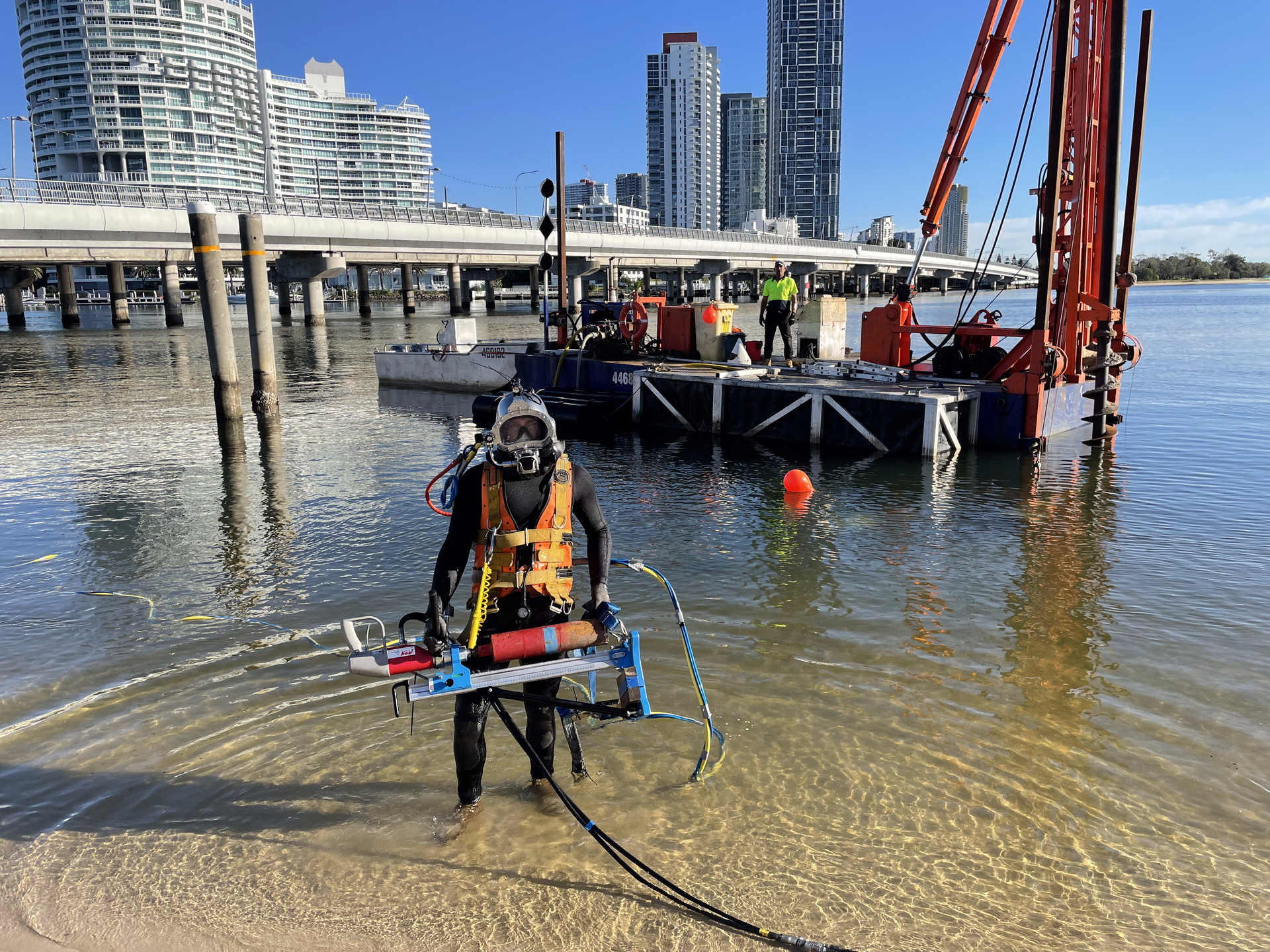 Industrial Diver with Equipment— Industrial Diving Mid North Coast, NSW