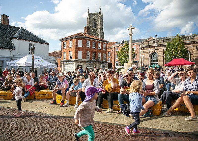 Group of people enjoying the music at the Fakenham Music Festival