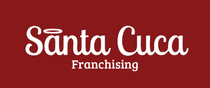 Um fundo vermelho com texto branco que diz franquia santa cuca