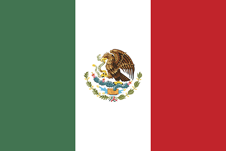 The flag of mexico is green , white and red with an eagle on it.