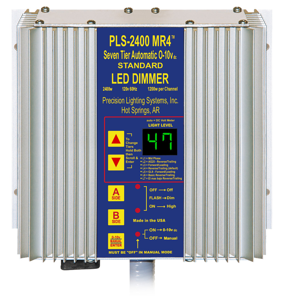 A pls 2400 mr4 led dimmer is sitting on a pole