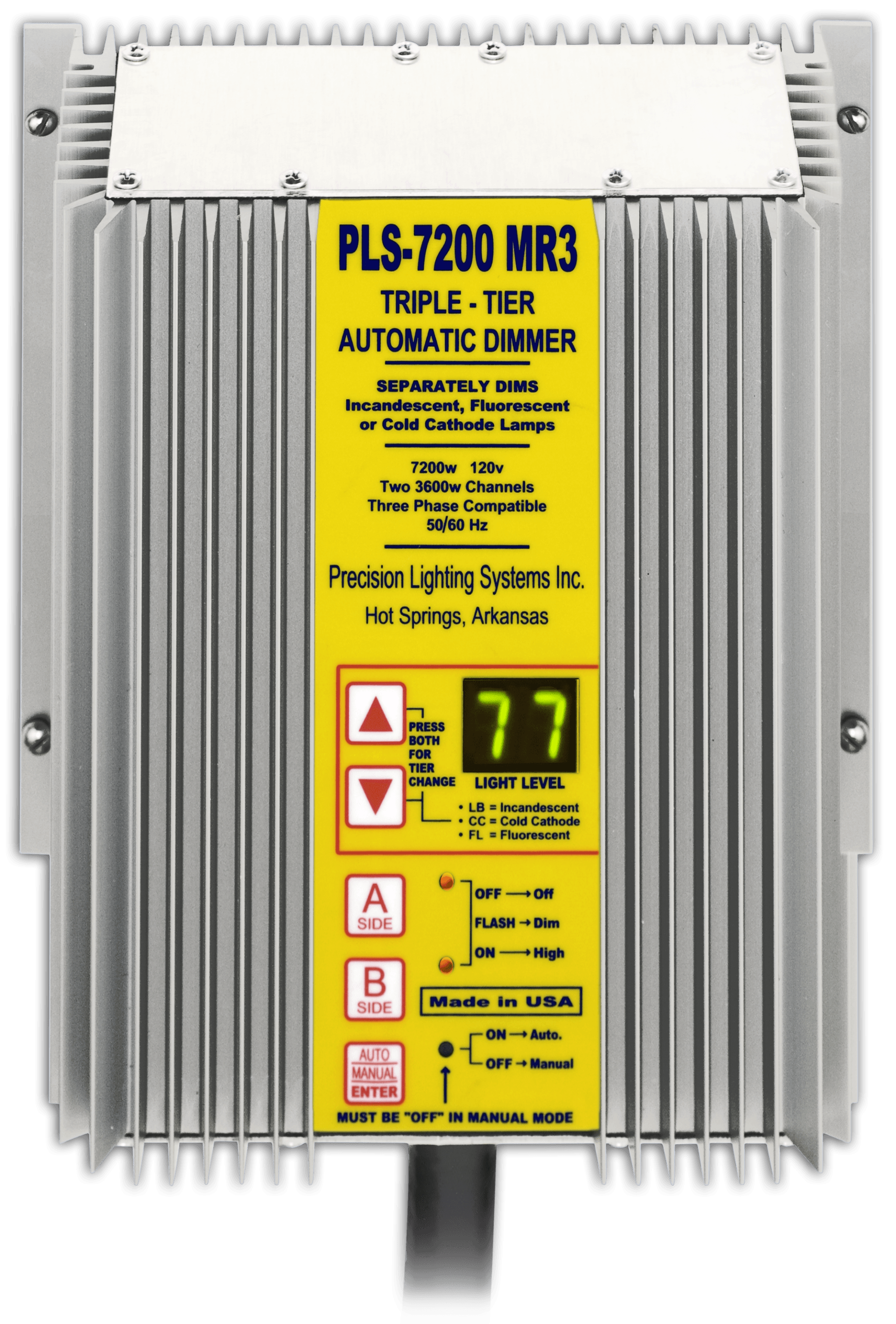 A picture of a pls-7200 mr3 triple tier automatic dimmer