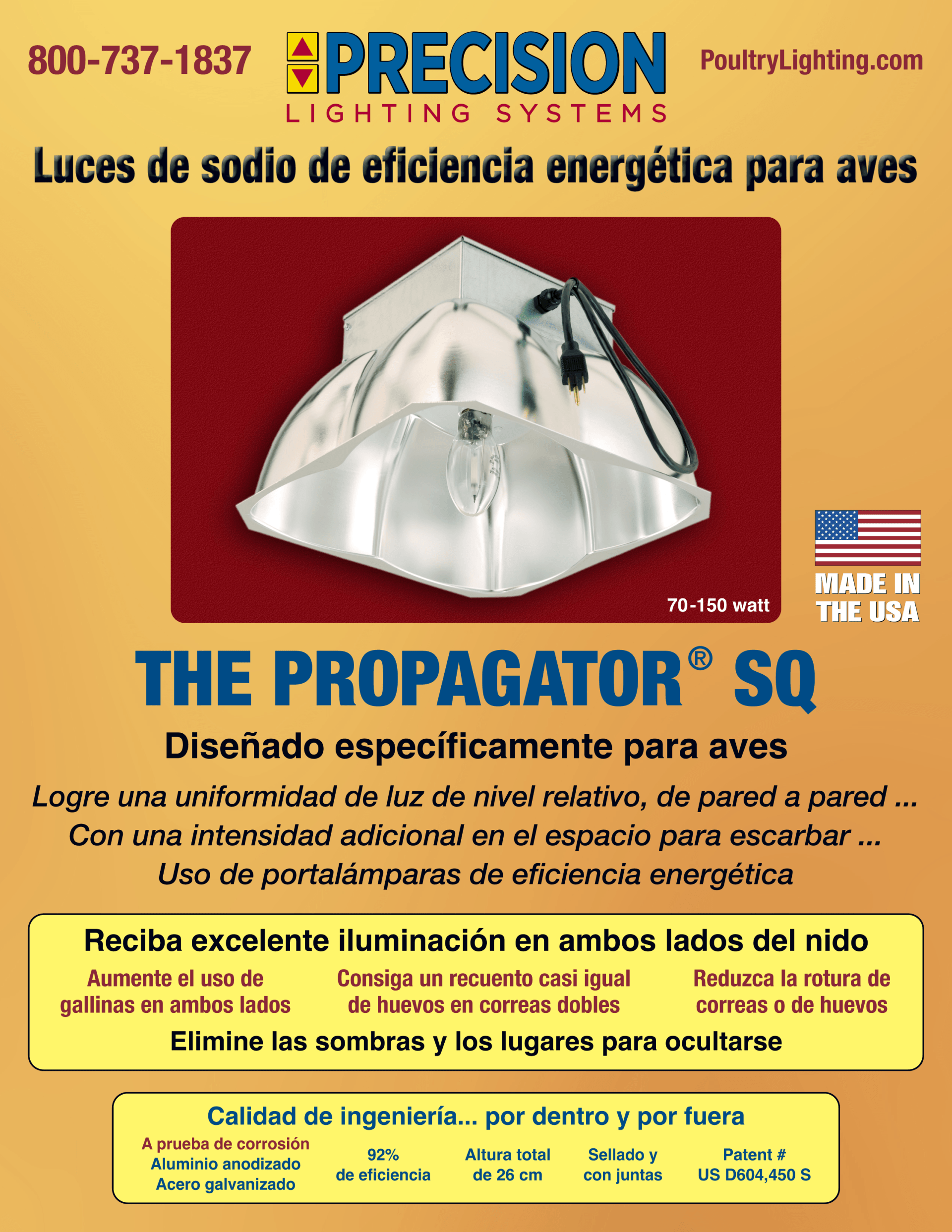 An advertisement for precision lighting systems in the usa