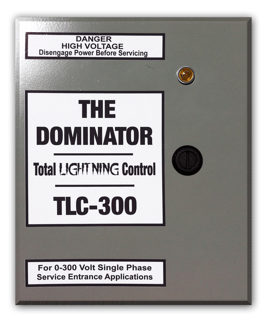 A box that says `` the dominator total lightning control '' on it.