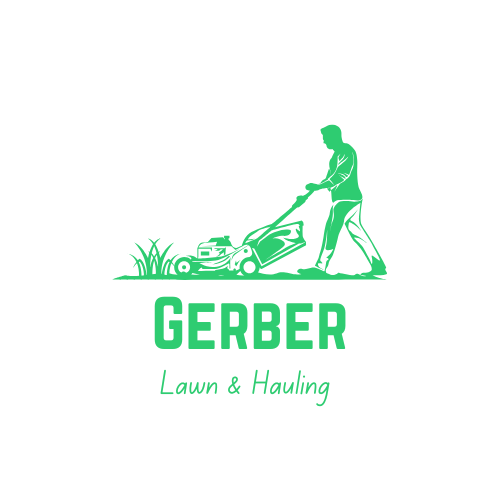 A man is mowing the grass with a lawn mower.