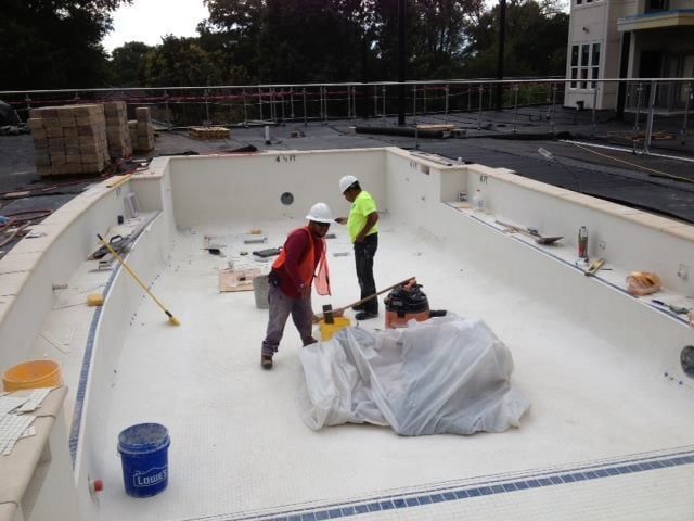 an inground pool under construction by Caroline Pool Plastering in Charlotte, NC