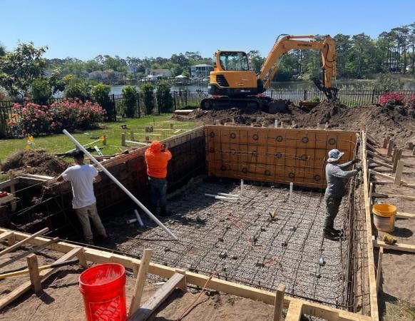 an inground pool under construction by Caroline Pool Plastering in Charlotte, NC