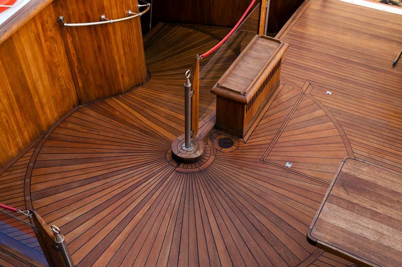 Intricate circular wood paneling job performed on a yacht in south florida