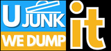 Logo for "U Junk It." Text in white, orange, and blue with a trash can graphic; "it" is in orange.