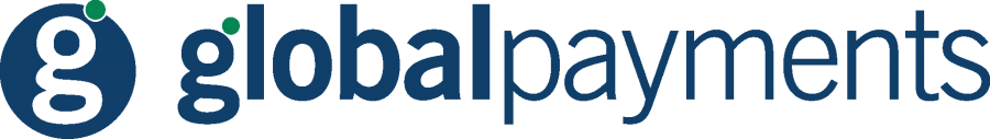 Global Payments logo. Dark blue text with a green accent above the 