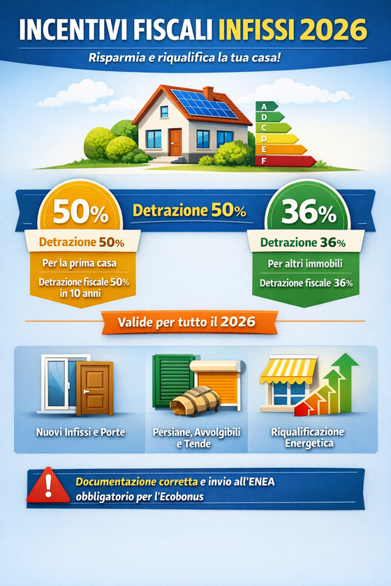 Incentivi fiscali per infissi 2026