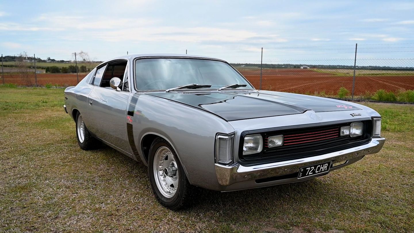 Silver Australian Chrysler Charger Coupe Parked on Grass — Bundaberg Auction Centre in Gooburrum, QLD