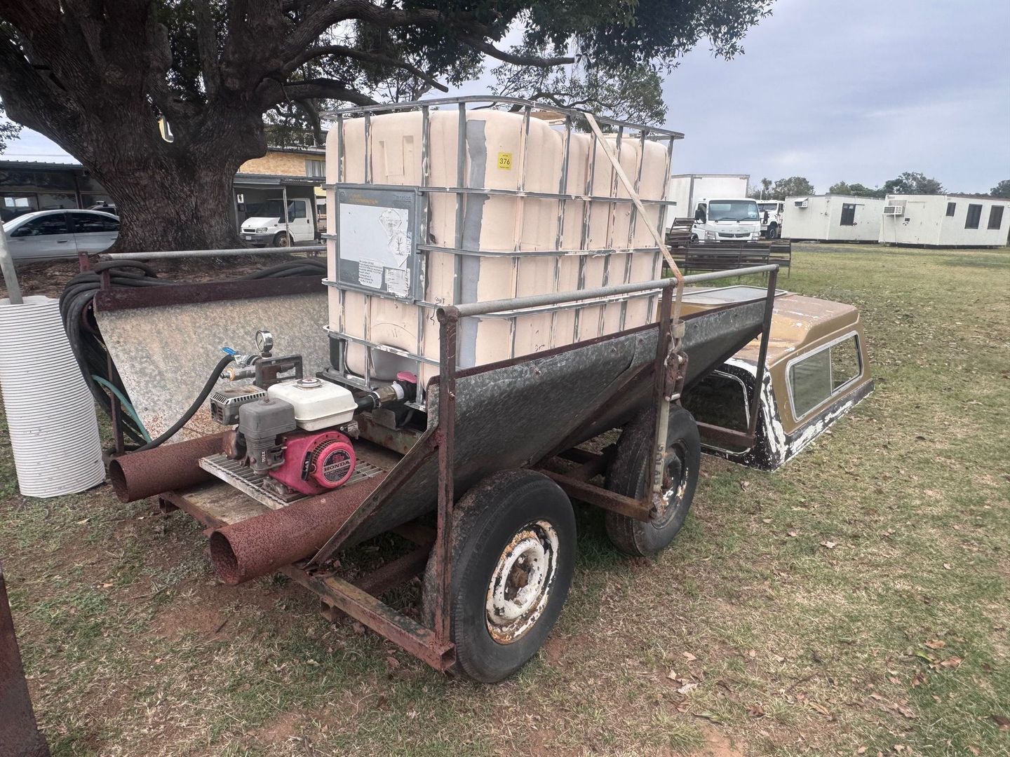 A Rusted Trailer with A Large Water Tank — Bundaberg Auction Centre in Gooburrum, QLD
