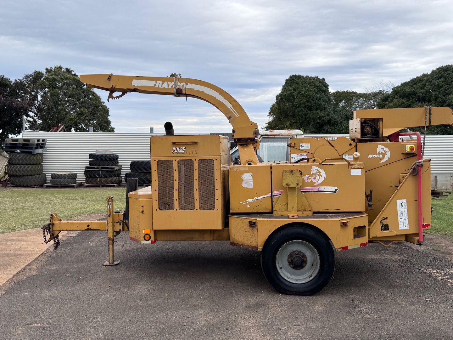 Yellow Wood Chipper Machine on A Trailer — Bundaberg Auction Centre in Gooburrum, QLD