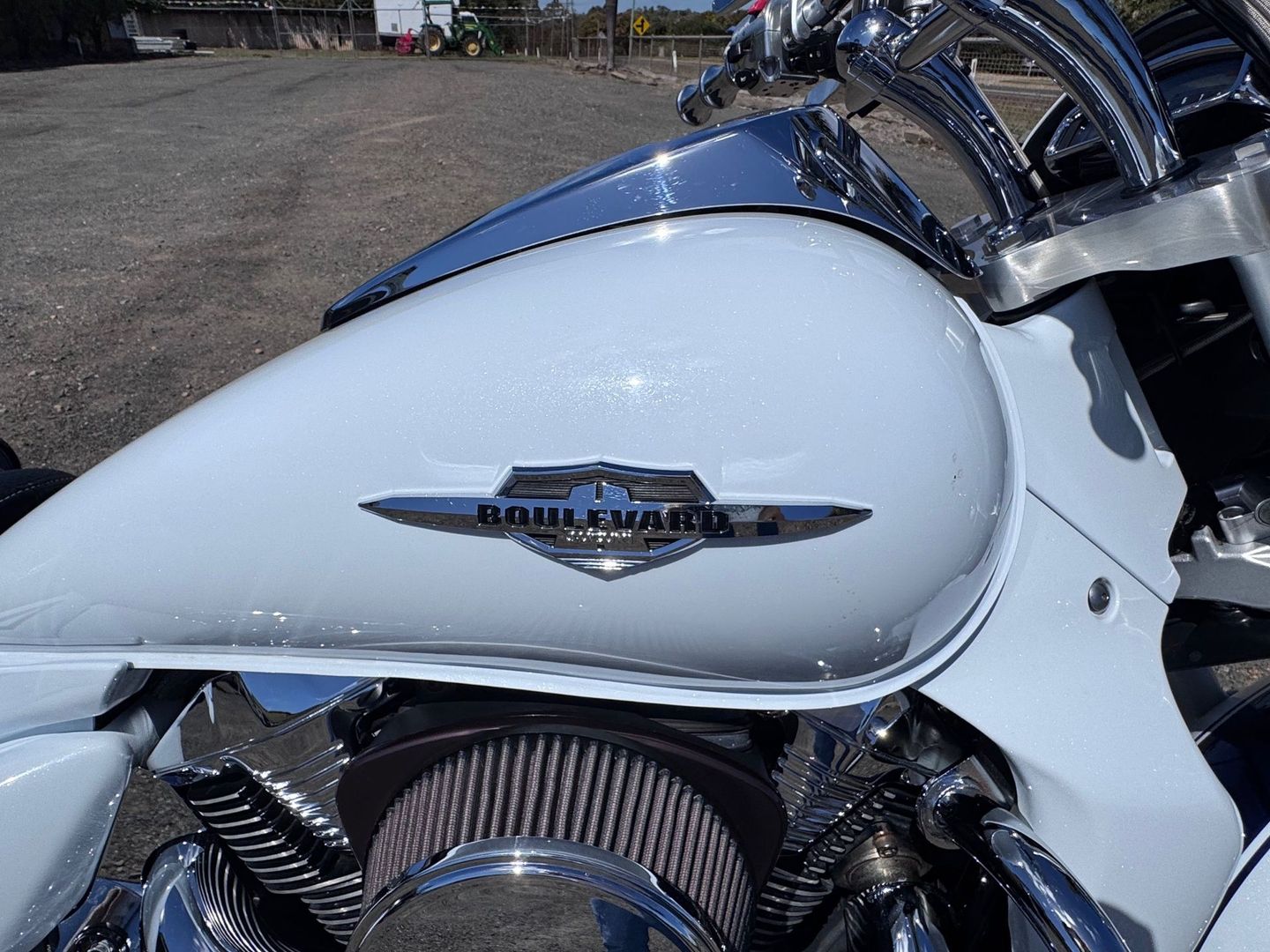 White Suzuki Boulevard Motorcycle — Bundaberg Auction Centre in Gooburrum, QLD