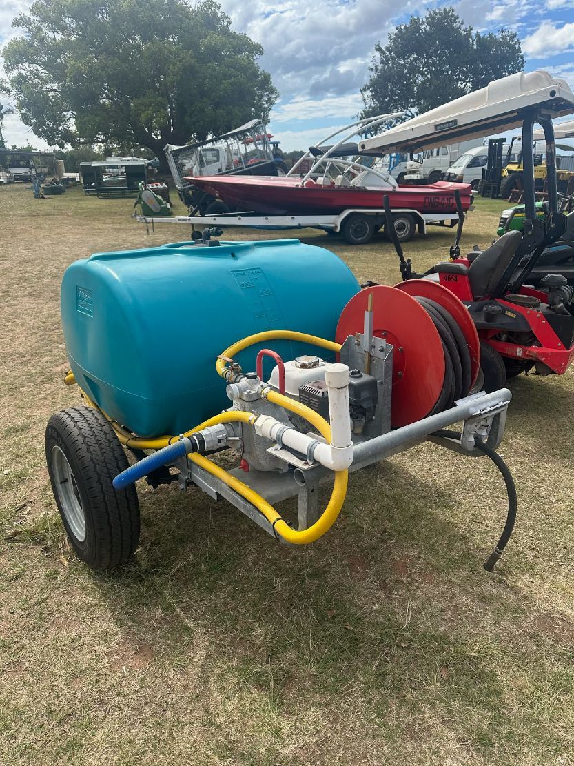 Blue Tank Sprayer on A Trailer — Bundaberg Auction Centre in Gooburrum, QLD