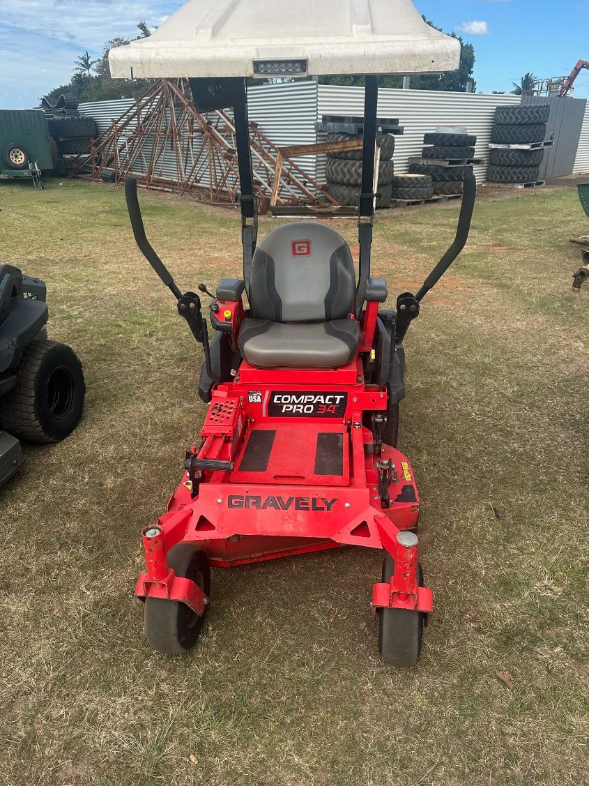 Red Gravely Compact-Pro Zero-Turn Lawnmower  — Bundaberg Auction Centre in Gooburrum, QLD