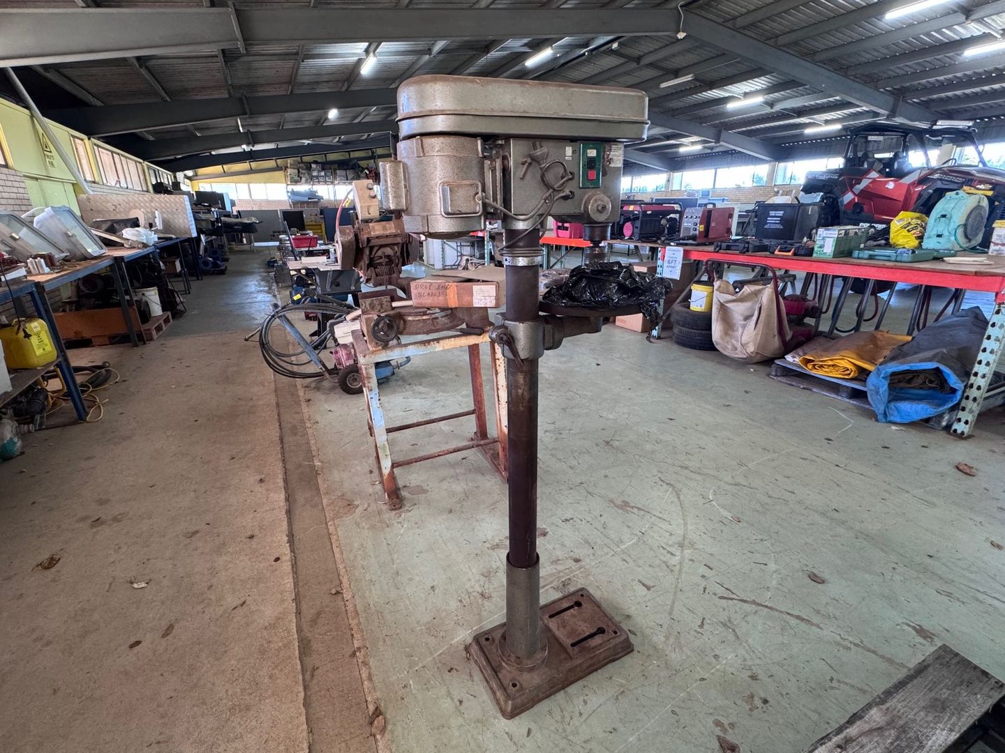 Drill Press in A Cluttered Workshop — Bundaberg Auction Centre in Gooburrum, QLD