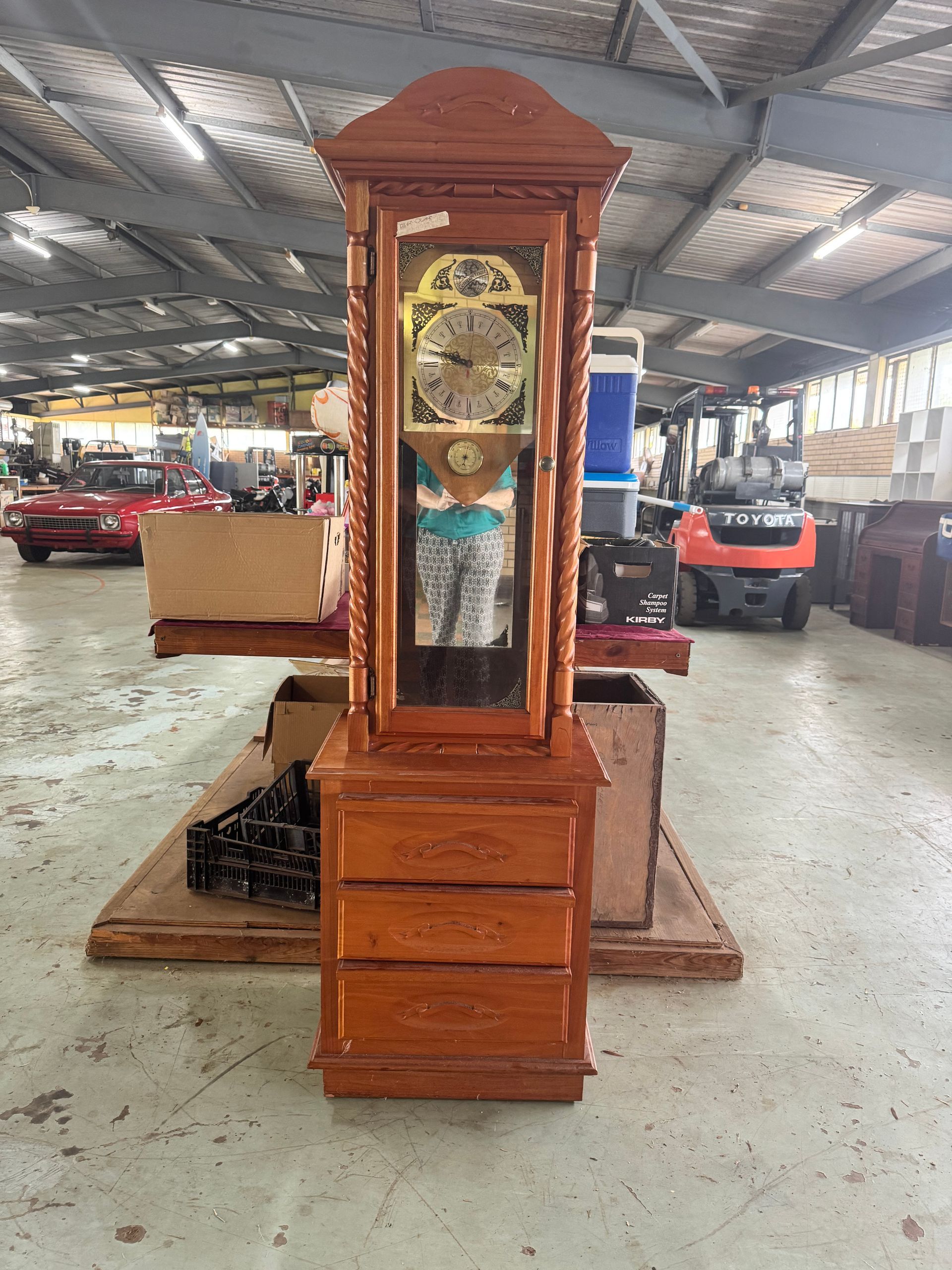 A Clock with Three Drawers, in A Warehouse Setting — Bundaberg Auction Centre in Gooburrum, QLD