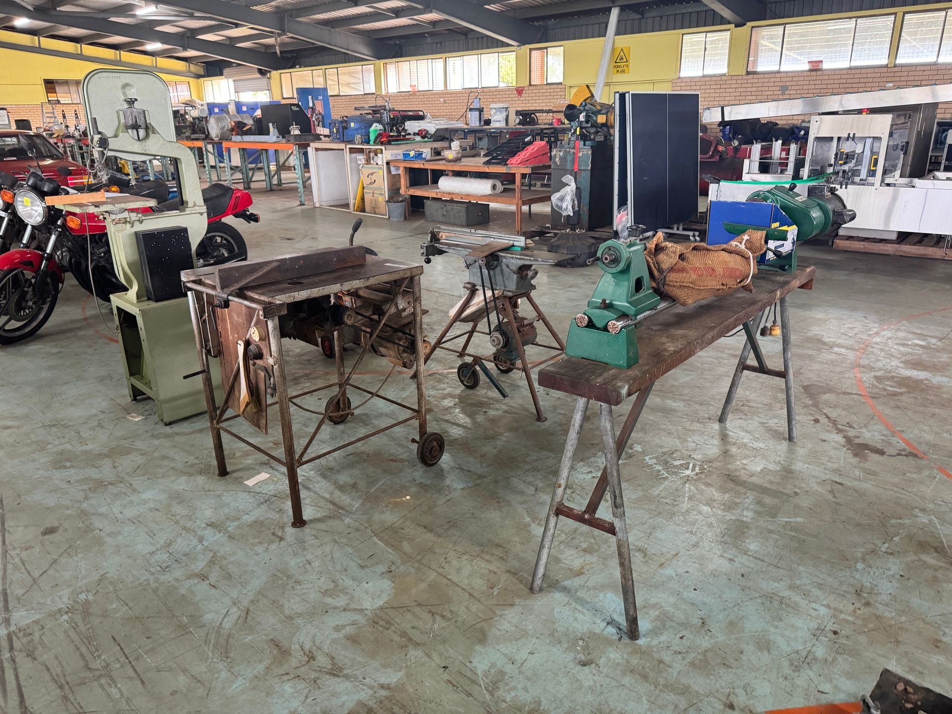 Workshop Interior with Various Tools and Equipment — Bundaberg Auction Centre in Gooburrum, QLD